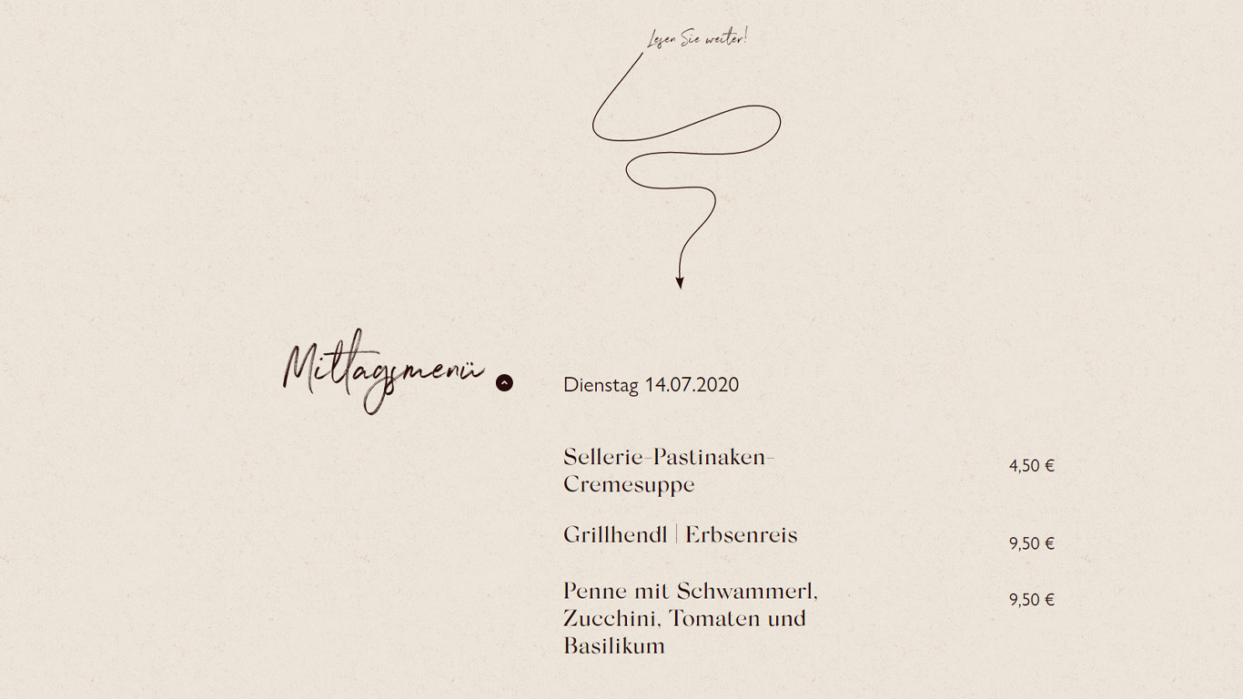 Mittagsmenü im Restaurant Henrici Screenshot Restaurant Henrici