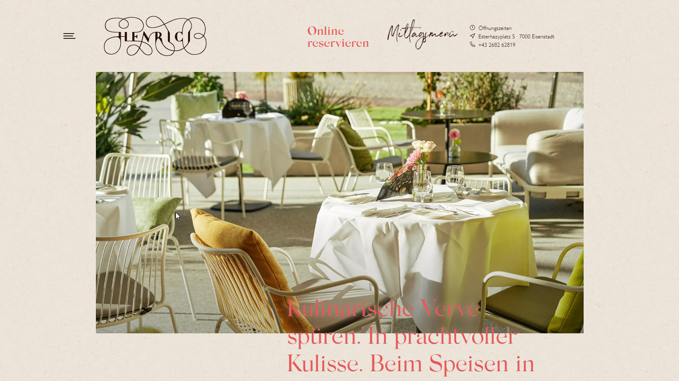 Startseite Restaurant Henrici Screenshot: Startseite Restaurant Henrici